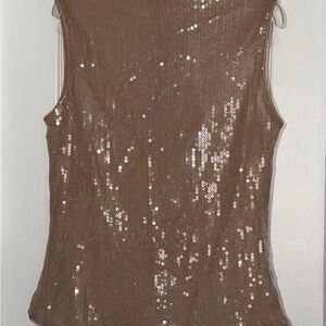 Women’s Sleeveless Sequin Tank Top, Size L